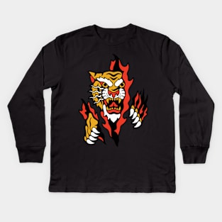 Tiger rip Kids Long Sleeve T-Shirt